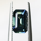 1.71CT MADAGASCAR RADIANT CUT SAPPHIRE, DEEP TEAL PARTI, UNTREATED, 8.3X5.3X3.9MM