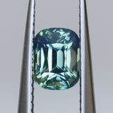 1.28CT ELONGATED CUSHION MADAGASCAR SAPPHIRE, PARTI TEAL AND YELLOW, UNTREATED, 6.4X5.04X4.1MM