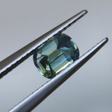 1.28CT ELONGATED CUSHION MADAGASCAR SAPPHIRE, PARTI TEAL AND YELLOW, UNTREATED, 6.4X5.04X4.1MM