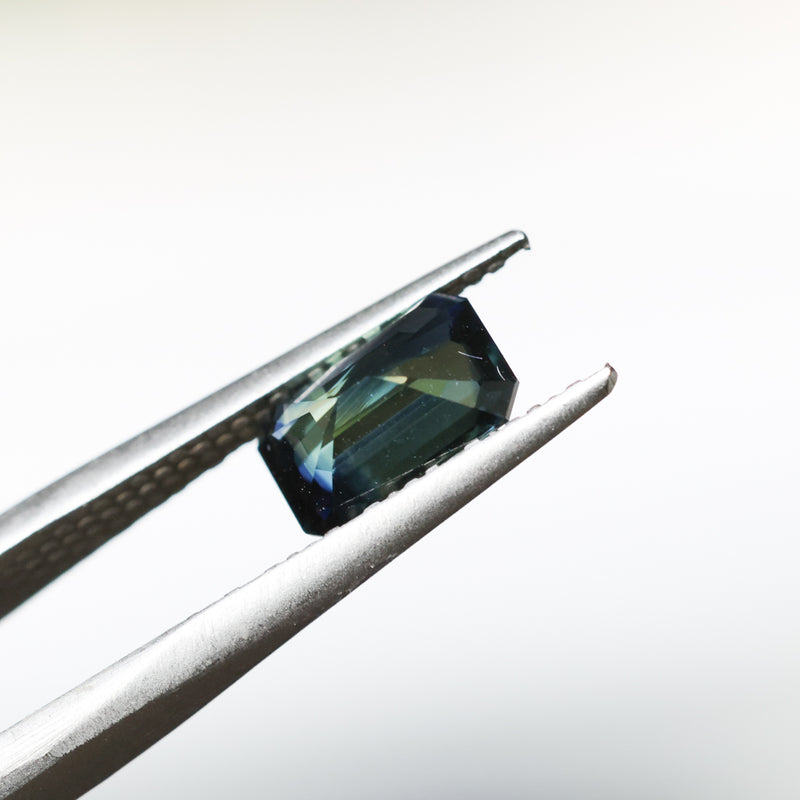 1.71CT MADAGASCAR RADIANT CUT SAPPHIRE, DEEP TEAL PARTI, UNTREATED, 8.3X5.3X3.9MM