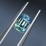 1.28CT ELONGATED CUSHION MADAGASCAR SAPPHIRE, PARTI TEAL AND YELLOW, UNTREATED, 6.4X5.04X4.1MM