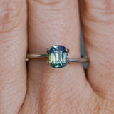 1.28CT ELONGATED CUSHION MADAGASCAR SAPPHIRE, PARTI TEAL AND YELLOW, UNTREATED, 6.4X5.04X4.1MM