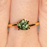 1.10CT AUSTRALIAN TRILLION SAPPHIRE, OLIVE GREEN, UNTREATED, 6MM