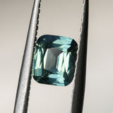 1.24CT MADAGASCAR ELONGATED CUSHION CUT SAPPHIRE, MEDIUM PARTI TEAL, UNTREATED, 6.27X5.51X3.44MM