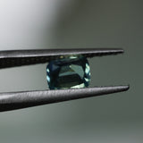 1.24CT MADAGASCAR ELONGATED CUSHION CUT SAPPHIRE, MEDIUM PARTI TEAL, UNTREATED, 6.27X5.51X3.44MM