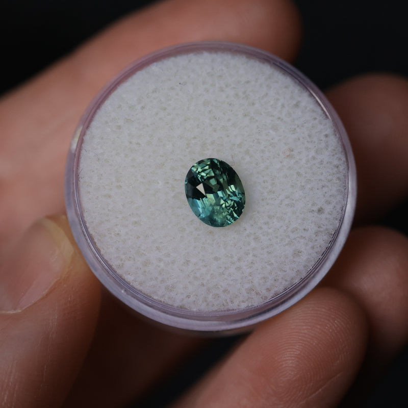 1.62CT OVAL MADAGASCAR SAPPHIRE, MEDIUM TEAL WITH GREEN, UNTREATED, 6.97X5.68X5.09MM