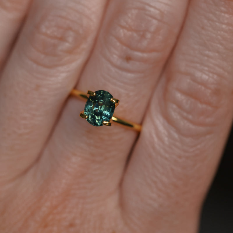 1.62CT OVAL MADAGASCAR SAPPHIRE, MEDIUM TEAL WITH GREEN, UNTREATED, 6.97X5.68X5.09MM