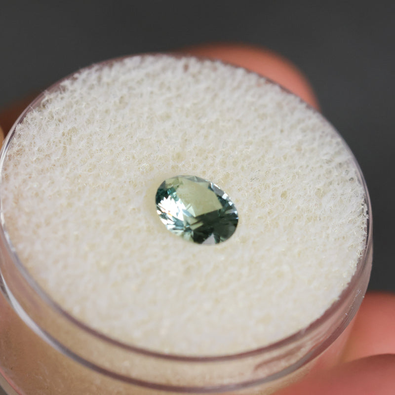 0.98CT OVAL PRECISION BRILLIANT MONTANA SAPPHIRE, AQUA TEAL BLUE GREEN, UNTREATED, 6.8X5.58X3.60MM