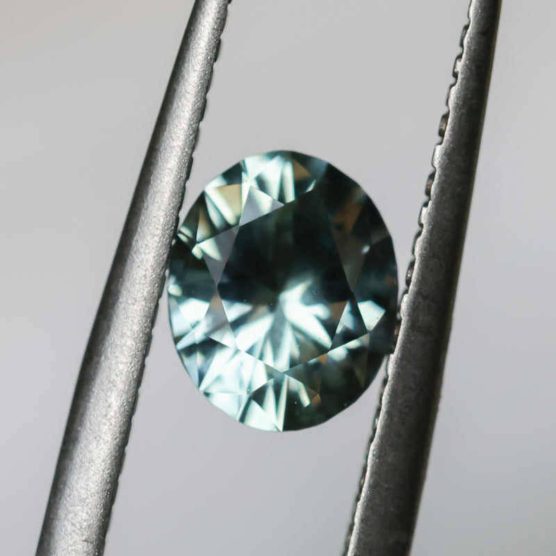 0.98CT OVAL PRECISION BRILLIANT MONTANA SAPPHIRE, AQUA TEAL BLUE GREEN, UNTREATED, 6.8X5.58X3.60MM