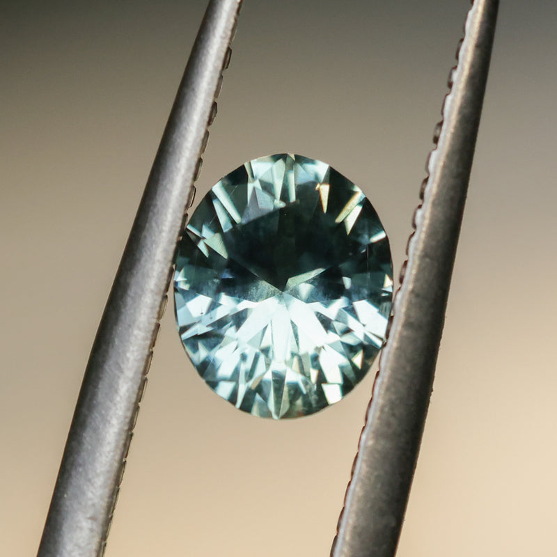 0.98CT OVAL PRECISION BRILLIANT MONTANA SAPPHIRE, AQUA TEAL BLUE GREEN, UNTREATED, 6.8X5.58X3.60MM