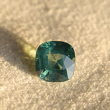 3.0CT CUSHION MADAGASCAR SAPPHIRE, MEDIUM TEAL GREEN, UNHEATED, 7.44X7.2X5.46MM
