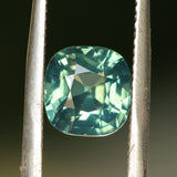 3.0CT CUSHION MADAGASCAR SAPPHIRE, MEDIUM TEAL GREEN, UNHEATED, 7.44X7.2X5.46MM