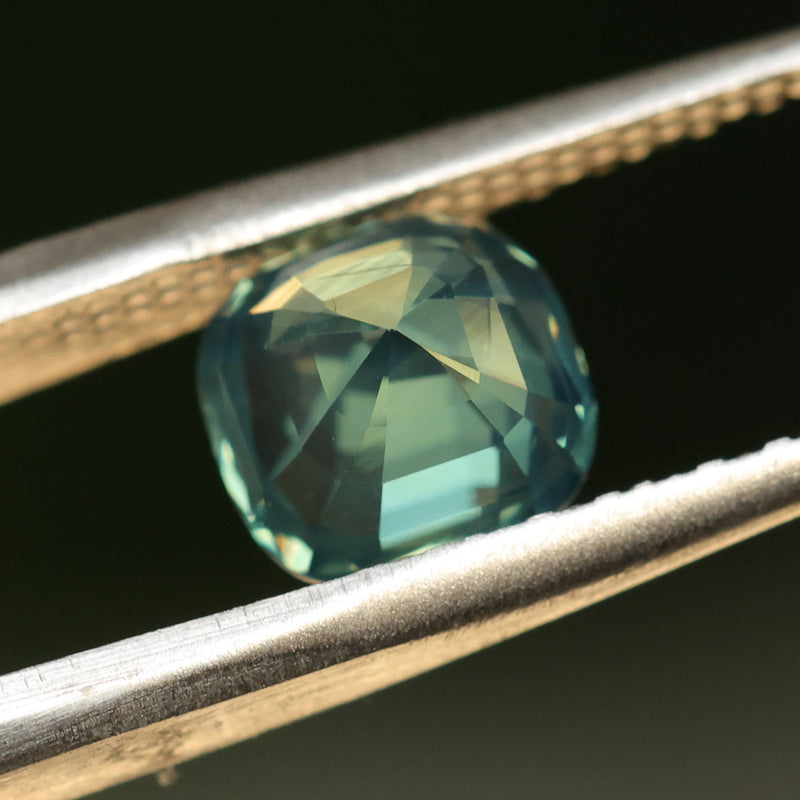 3.0CT CUSHION MADAGASCAR SAPPHIRE, MEDIUM TEAL GREEN, UNHEATED, 7.44X7.2X5.46MM