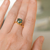 3.0CT CUSHION MADAGASCAR SAPPHIRE, MEDIUM TEAL GREEN, UNHEATED, 7.44X7.2X5.46MM