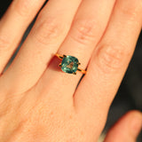 3.0CT CUSHION MADAGASCAR SAPPHIRE, MEDIUM TEAL GREEN, UNHEATED, 7.44X7.2X5.46MM