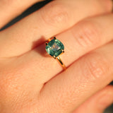 3.0CT CUSHION MADAGASCAR SAPPHIRE, MEDIUM TEAL GREEN, UNHEATED, 7.44X7.2X5.46MM