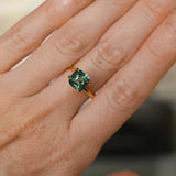 3.0CT CUSHION MADAGASCAR SAPPHIRE, MEDIUM TEAL GREEN, UNHEATED, 7.44X7.2X5.46MM