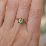 1.29CT ROUND MADAGASCAR SAPPHIRE, SILKY YELLOW GREEN PARTI, UNTREATED, 6.4X4.22MM