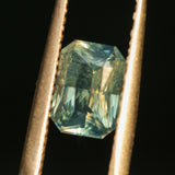 1.70CT MADAGASCAR RADIANT CUT SAPPHIRE, MEDIUM TO LIGHT TEAL BLUE GREEN, UNTREATED, 7.8X5.6X3.9MM