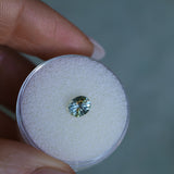 0.86CT PRECISION CUT OVAL MONTANA SAPPHIRE, PARTI YELLOW BLUE, 6.08X4.8X3.7MM