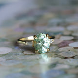 3.50ct Oval Untreated Montana Sapphire and Tapered Baguette Diamond Stackable 4 Prong Ring With Euro Shank in 18k Yellow Gold