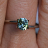 0.86CT PRECISION CUT OVAL MONTANA SAPPHIRE, PARTI YELLOW BLUE, 6.08X4.8X3.7MM