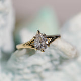 1.18ct Natural Canadian Pear Modern "Antique Cut" Diamond Low Profile Six Prong Split Shank Solitaire in 14k Yellow Gold