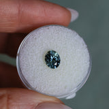 1.34CT UNTREATED OVAL NIGERIAN SAPPHIRE, PARTI BLUE SILVER TEAL, 7.20X5.92X4.27MM