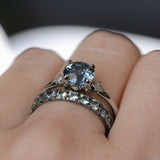 1.91ct Round Precision Cut Blue Montana Sapphire and Princess Cut Diamond Rapids Low Profile Ring in 14k White Gold