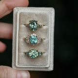 3.50ct Oval Untreated Montana Sapphire and Tapered Baguette Diamond Stackable 4 Prong Ring With Euro Shank in 18k Yellow Gold