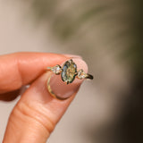 1.45ct Parti Australian Fantasy Cut Sapphire and White Australian Kite Sapphire Antique Milgrain Three Stone Low Profile Ring in 18k Yellow Gold