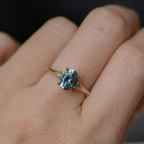 2.01ct Oval Precision Cut Denim Blue Untreated Montana Sapphire and Princess Cut Diamond Rapids Low Profile Ring in 18k Yellow Gold