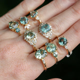 3.50ct Oval Untreated Montana Sapphire and Tapered Baguette Diamond Stackable 4 Prong Ring With Euro Shank in 18k Yellow Gold