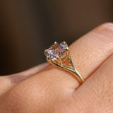 2.40ct Untreated Mauve Precision Cut Montana Sapphire Low Profile Six Prong Split Shank Solitaire in 18k Yellow Gold