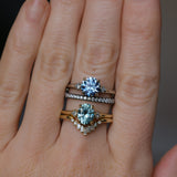 1.91ct Round Precision Cut Blue Montana Sapphire and Princess Cut Diamond Rapids Low Profile Ring in 14k White Gold