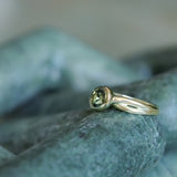 1.93ct Untreated Oval Brilliant Nigerian Parti Sapphire East-West Bezel Solitaire Alluvial Style Ring in 14k Green Gold