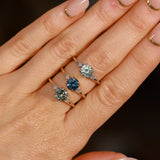 1.20ct Untreated Round Aqua Montana Sapphire and Princess Cut Diamond Rapids Low Profile Ring in 14k White Gold