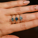 1.20ct Untreated Round Aqua Montana Sapphire and Princess Cut Diamond Rapids Low Profile Ring in 14k White Gold