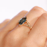 1.85ct Ocean Blue Marquise Madagascar Sapphire in Wandering Vine Low Profile 4 Prong Setting with Diamonds in 14k Yellow Gold