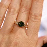 2.37ct Untreated Round Green Madagascar Sapphire Twisted Vine Split Shank Solitaire in 14k Yellow Gold with Diamonds