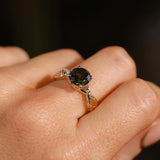 2.37ct Untreated Round Green Madagascar Sapphire Twisted Vine Split Shank Solitaire in 14k Yellow Gold with Diamonds