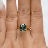 3.35CT UNTREATED CUSHION MADAGASCAR SAPPHIRE, OLIVE GREEN, 8.5X7.8X5.2MM
