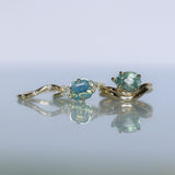 2.86ct Untreated Seafoam Pear Madagascar Sapphire Prong Set Ripple Contour Solitaire in 14k Yellow Gold