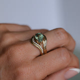 2.86ct Untreated Seafoam Pear Madagascar Sapphire Prong Set Ripple Contour Solitaire in 14k Yellow Gold