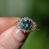1.22ct Madagascar Geo Oval Sapphire and Diamond Floral Halo in 18k Yellow Gold