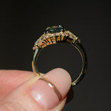 1.22ct Madagascar Geo Oval Sapphire and Diamond Floral Halo in 18k Yellow Gold