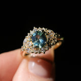 1.22ct Madagascar Geo Oval Sapphire and Diamond Floral Halo in 18k Yellow Gold