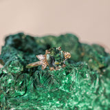 3.07ct Untreated Oval Madagascar Sapphire in Wandering Vine Low Profile 4 Prong Setting with Diamonds in 14k Yellow Gold