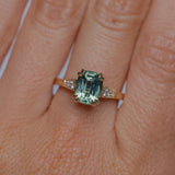 2.60ct Elongated Cushion Cut Untreated Madagascar Sapphire and Diamond Vintage Cathedral Double Prong Ring in 14k Yellow Gold