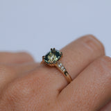 2.60ct Elongated Cushion Cut Untreated Madagascar Sapphire and Diamond Vintage Cathedral Double Prong Ring in 14k Yellow Gold